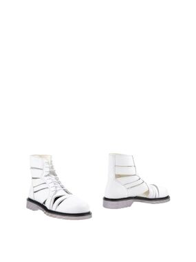 White Strappy Lace-Up Ankle Boots for Women